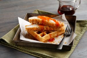 Idahoan Chicken and Waffles with Maple-Sriracha Syrup